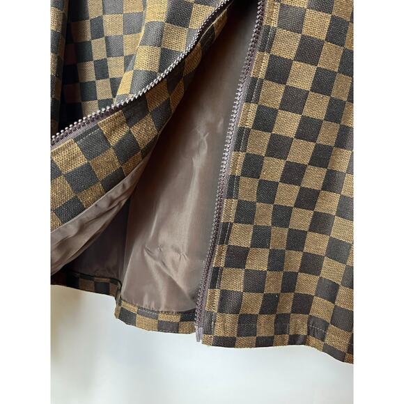 Judith March Womens Large Brown Checked Hooded Full 2 Way Zip Long Sleeve Jacket - Picture 8 of 9